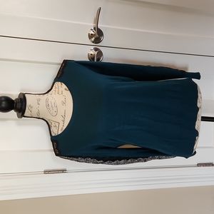 LOFT teal sweater with black lace